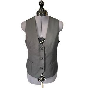 Vintage New Buffalo Gray Vest Large Tailored Suiting Button Front